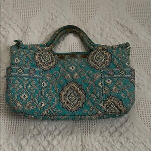 Vera Bradley Teal and Beige Patterned Clutch